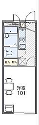 レオパレス梅山ヒルズ 1階1Kの間取り