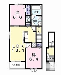 ラルーチェ川島 2LDKの間取図画像