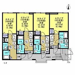 ヴォレ・ソレイユ北千住 1階1Kの間取り
