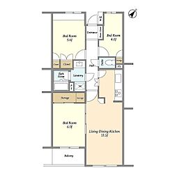 コンフォリア千石 3階3LDKの間取り