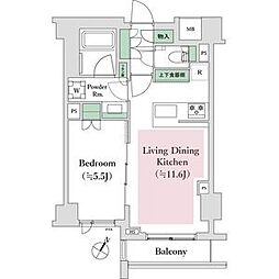 東京メトロ東西線 神楽坂駅 徒歩9分の賃貸マンション 1階1LDKの間取り