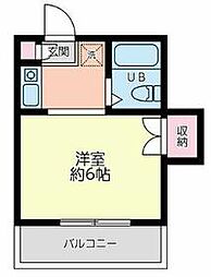 オーロラハイツ小向Ｂ棟 3階ワンルームの間取り