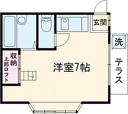 京王線 布田駅 徒歩4分の賃貸アパート 1階ワンルームの間取り