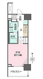 都営三田線 芝公園駅 徒歩3分の賃貸マンション 6階1Kの間取り