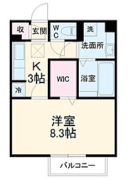 マーガレット 1階1Kの間取り