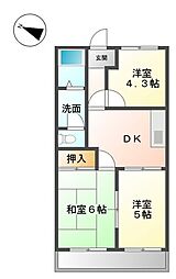 ハウスおおくら 3DKの間取図画像