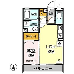JR高崎線 高崎駅 徒歩37分の賃貸アパート 2階1LDKの間取り