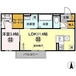 Ｄーｒｏｏｍ御茶園 1階1LDKの間取り