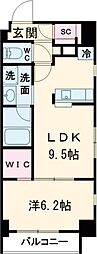 グランツアベニュー立川錦町 6階1LDKの間取り