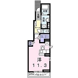 ヴィラリンドバーグ 1階ワンルームの間取り