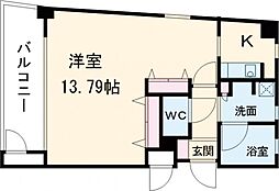 モルチール池袋本町 3階1Kの間取り