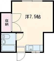 フルールドゥソレイユ 2階ワンルームの間取り