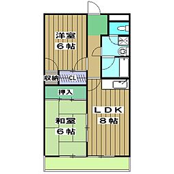 ルシエール川豊 3階2LDKの間取り