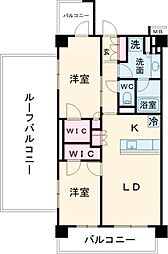 JR中央線 東小金井駅 徒歩12分の賃貸マンション 5階2LDKの間取り