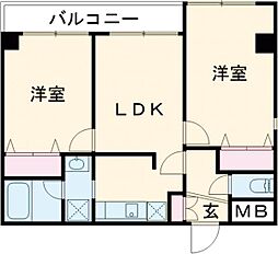 カスタム南葛西 2階2LDKの間取り
