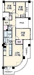 ライオンズヴィラッジオ玉川学園フォレストレジデンス 1階3LDKの間取り