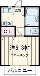 ディアシティ北葛西 2階1Kの間取り