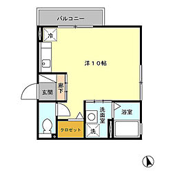 JR横浜線 橋本駅 バス15分 根岸下車 徒歩7分の賃貸アパート 1階ワンルームの間取り