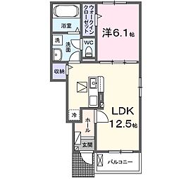 スカイコート 1LDKの間取図画像