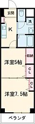 プレステージ宇都宮 10階2Kの間取り