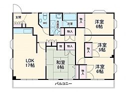 JR総武線 稲毛駅 徒歩16分の賃貸マンション 4階4LDKの間取り