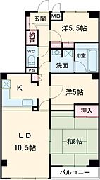 愛幸中葛西マンション 3階3LDKの間取り