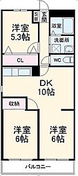 ピュアハイツ 5階3DKの間取り