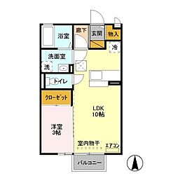 アプリコット 1LDKの間取図画像