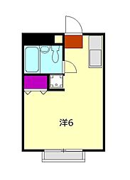 ベルシオン神谷 2階ワンルームの間取り