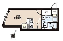 東武伊勢崎線 竹ノ塚駅 徒歩10分の賃貸マンション 3階ワンルームの間取り