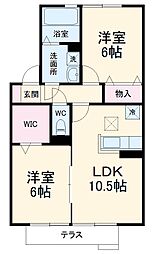 東武野田線 新船橋駅 徒歩15分の賃貸アパート 1階2LDKの間取り