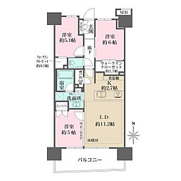 ガーデンクロス東京王子 12階3LDKの間取り