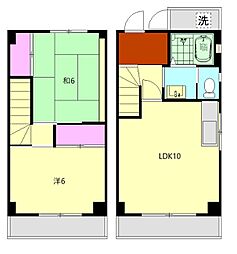 JR東海道本線 鴨宮駅 徒歩5分の賃貸テラスハウス 2階2LDKの間取り