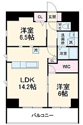 JR東海道本線 金山駅 徒歩6分の賃貸マンション 11階2LDKの間取り