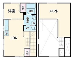 mesm 2階1LDKの間取り