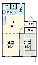 サニーハイツ原 2DKの間取図画像