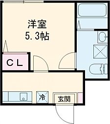 フィオーレ栗原 2階1Kの間取り