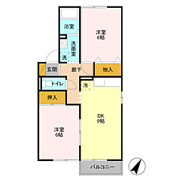 湘南新宿ライン高海 高崎駅 徒歩31分の賃貸アパート 2階2DKの間取り