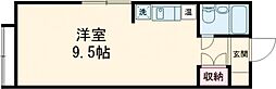 東急田園都市線 駒沢大学駅 徒歩23分の賃貸アパート 1階ワンルームの間取り