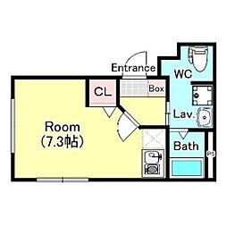 アンドベース 4階ワンルームの間取り