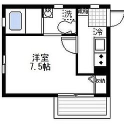 カーサアベニューナカムラ 2階1Kの間取り