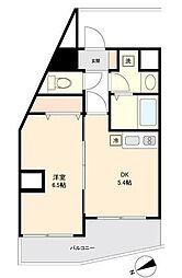JR山手線 高田馬場駅 徒歩12分の賃貸マンション 6階1DKの間取り