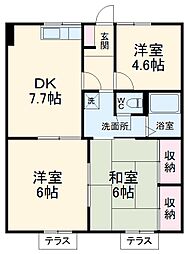 JR横浜線 相模原駅 徒歩20分の賃貸アパート 1階3DKの間取り