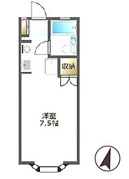 メゾン片倉 1階ワンルームの間取り