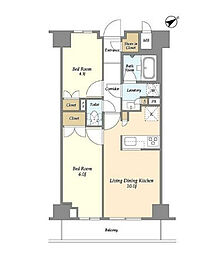都営新宿線 曙橋駅 徒歩3分の賃貸マンション 7階2LDKの間取り