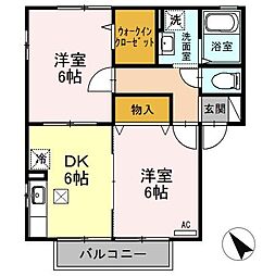 リヴィエールＴｏｋｉ　Ａ/Ｂ 1階2DKの間取り