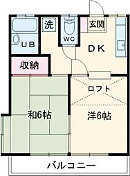 ドミール向台 1階2DKの間取り
