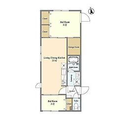 ウェルスクエア永福町 2階2SLDKの間取り
