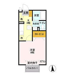 アンジェリーク　Ｂ 1階1Kの間取り