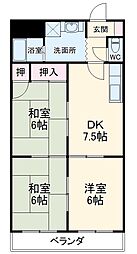 ホワイトウィング大野 5階3DKの間取り
